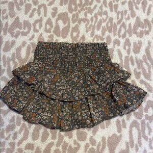 Floral Ruffle Skirt - Brown and Cream